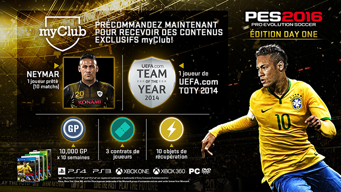 Contenu PES 2016 Edition Day One